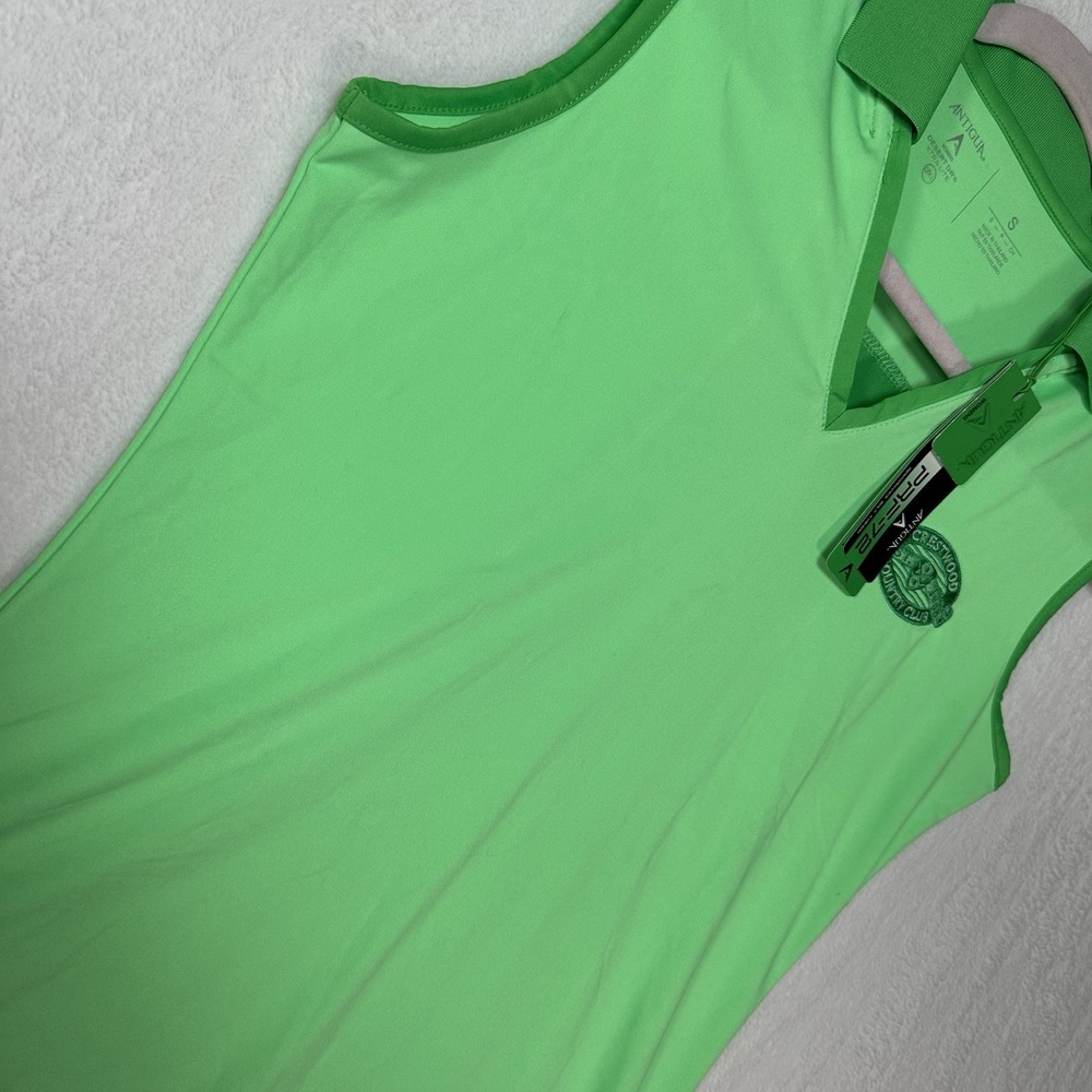 NWT Antigua Golf Polo Shirt Small Green Sleeveless PRF-72 Country Club Preppy - Picture 2 of 10